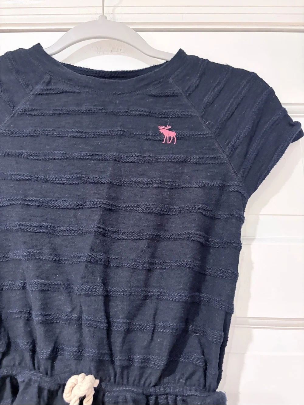 abercrombie kids Navy Dress with Pink Logo and Cream Tassel Tie